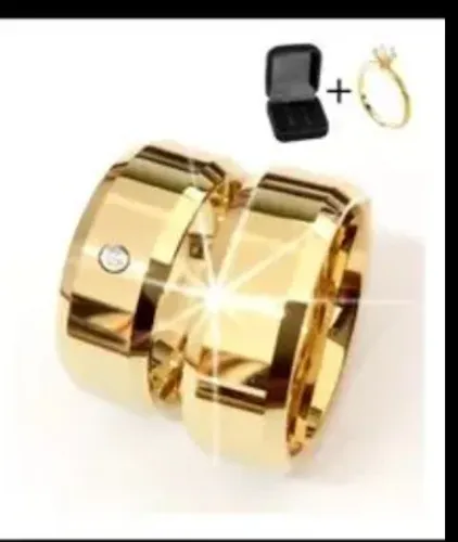 Alianças Tungstênio+ Anel folheado 6camadas em ouro 18k