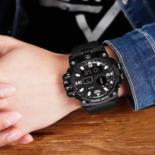 Relógio Digital Luminoso Sport Watch 6126 Resistente a Água Militar Cronômetro e Alarme