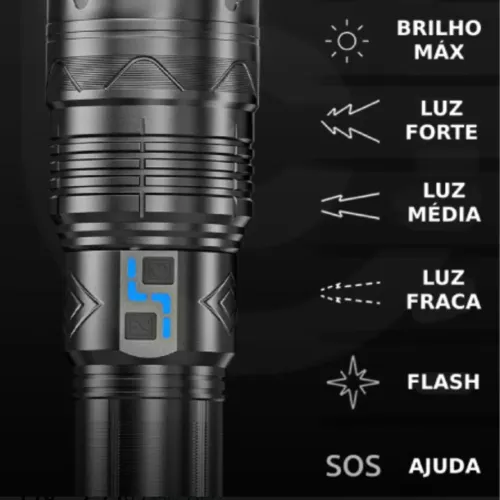 Lanterna Tática Recarregável Alta Potência