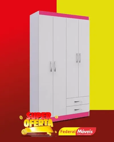 Guarda Roupa Solteiro 4 Portas 2 Gavetas Promoçao Fazemos Entrega Novo