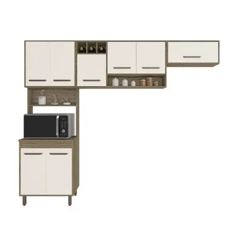  Cozinha Compacta Poliman Barcelona com 8 Portas e 2 Prateleiras 