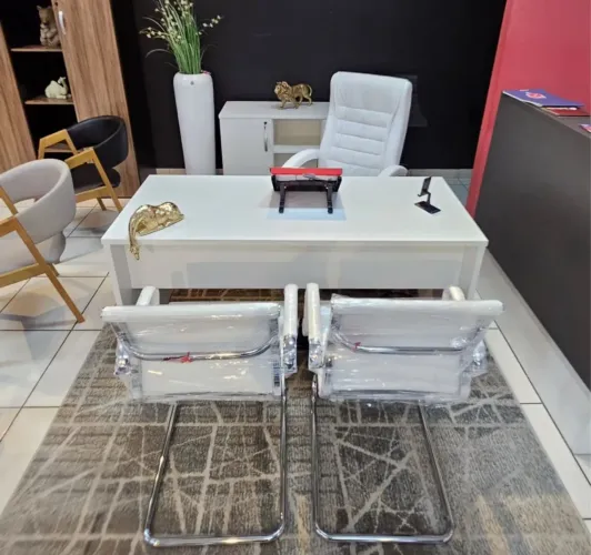Mesa 1.50x0.60 de Escritório Branca Industrial - LOJA IKONMIXOFFICE