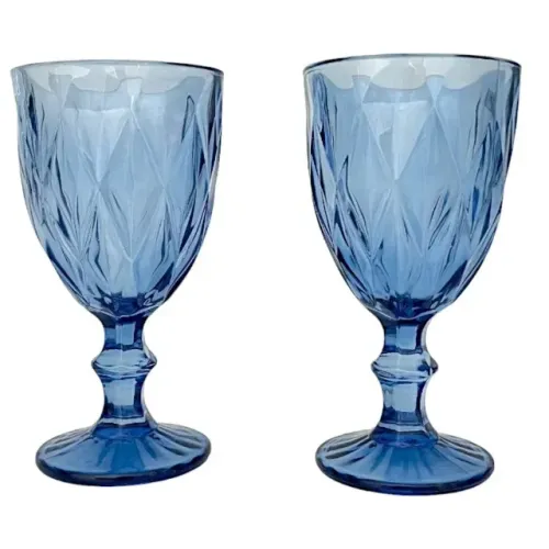 Taça de Vidro Diamante Azul 300ml (Mostruário)