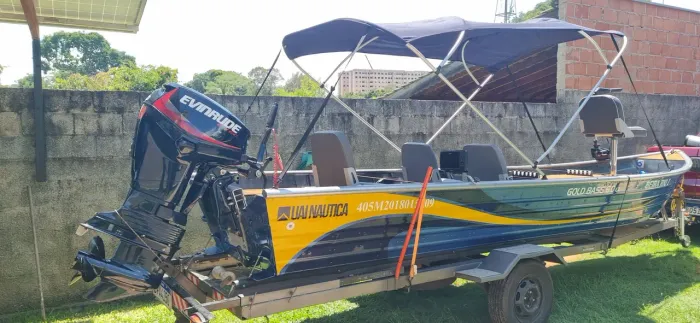 Barco Gold Bass 60LT com motor Evinrude 50hp.