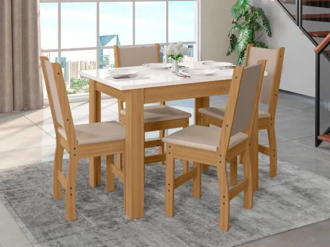 Mesa de Jantar com 4 Cadeiras plu l288m