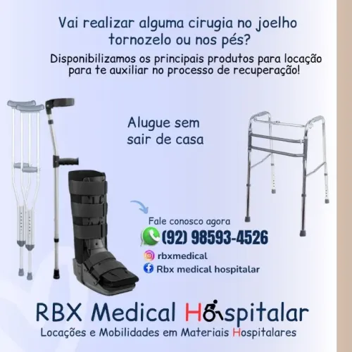 Aluguel de bota ortopédica robofoot muleta  andador e cadeira de rodas em Manaus.