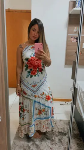 Vestido Farm midi em algodão