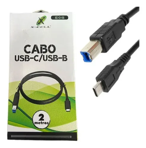 Cabo Usb-type C X Usb-b 3.0 Impressora 2m Xc-ci-06 - X-cell