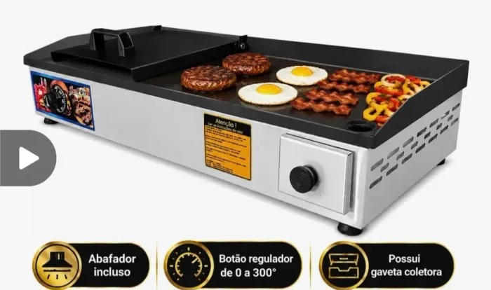 Chapa Lanche Elétrica 70x30 Profissional