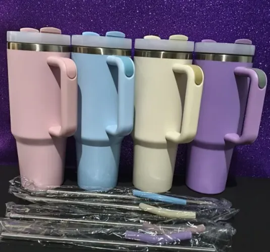 Copo término 1.2L inox com alça e canudo, qualidade premium! @avstore_rr