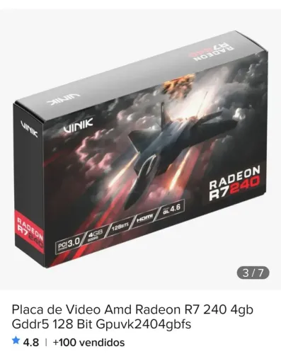 Placa de video Radeon na caixa
