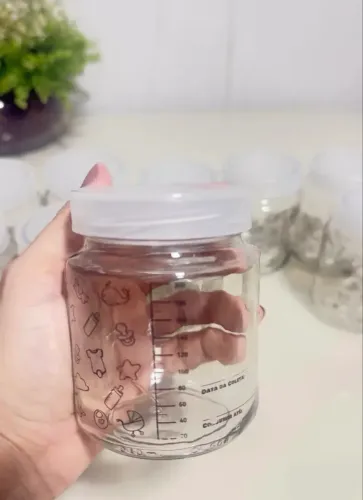 Pote de vidro armazenamento leite materno