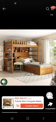 Cama triliche de madeira