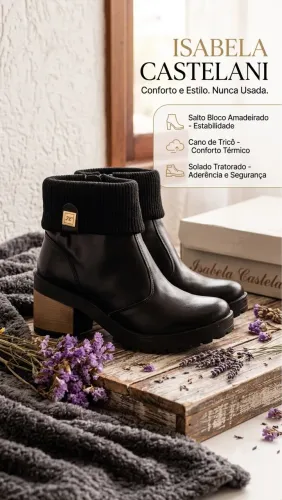 Bota Isabela Castelani Preta - Tamanho 38