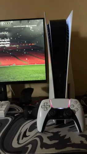 Ps5 fat com leitor de disco, caixa e 1 controle