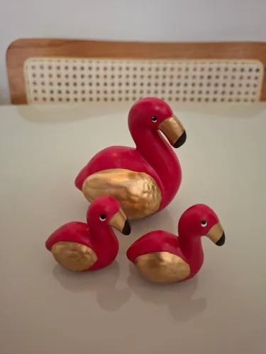 Trio cerâmicas flamingo