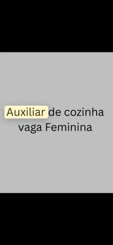 Ajudante de cozinha - Vaga feminina