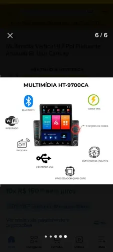 Mutimidia car play. 9.7" estilo tesla muito bonito conforme as fotos