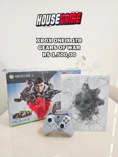 XBOX ONE X 1TB - EDIÇÃO ESPECIAL GEARS OF WAR (LEIA A DESCRIÇÃO)