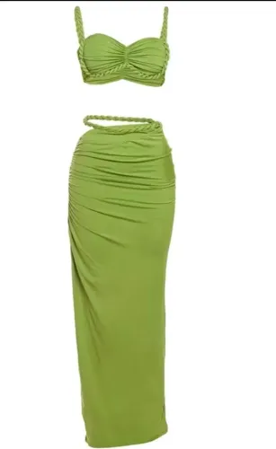 Terno De Saia Feminina , Casual De Duas Peças Para Férias, Top Curto E Vestido Bodycon