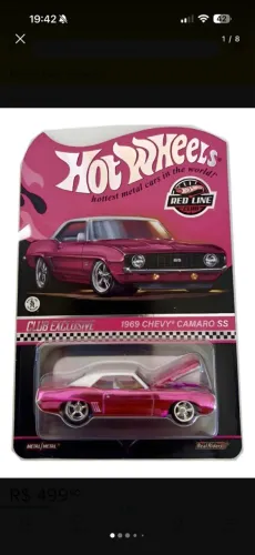 Hot Wheels RED LINE CLUB RLC EXCLUSIVE 1969 Chevy Camaro SS PINK