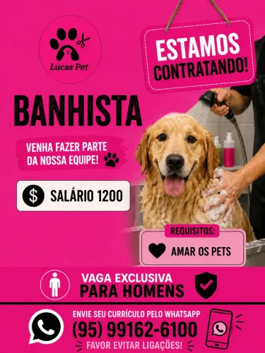 Vaga pra banhistas sem experiência 