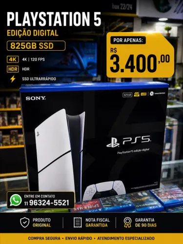 PlayStation 5 Slim Edição Digital - 825GB | Novo |