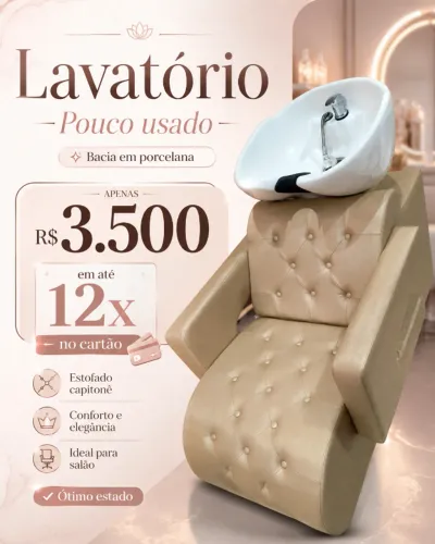 Lavatório de Salão Capitô com Bacia em Porcelana ? Pouco Usado