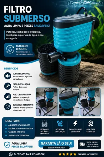 Filtro aquário submersa 450 l/h