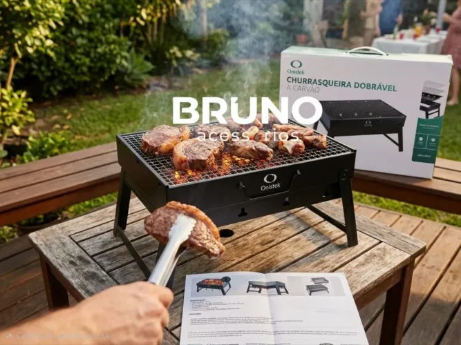 Churrasqueira dobrável a carvão portátil onistek- Nova