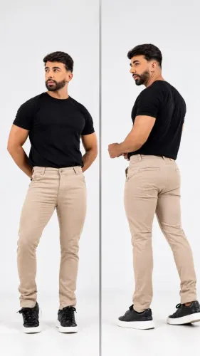 Calça Masculina Sarja Algodão Brim Sport Fino Slim