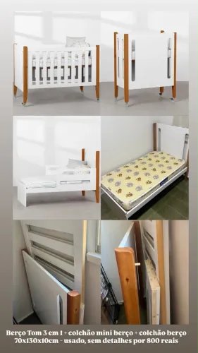 Berço TOM 3 em 1 + Colchões inclusos