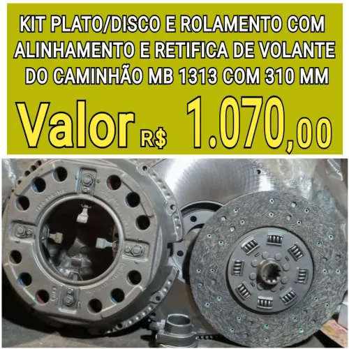 EMBREAGEM KIT PLATO , DISCO , ROLAMENTO  E VOLANTE DO CAMINHÃO MERCEDES BENZ 1313-1513 