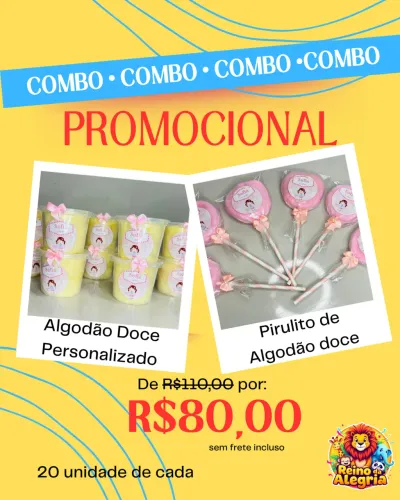 Algodão doce e pipoca personalizado