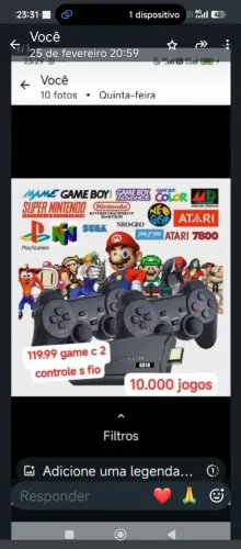 Game retro 20.000 jogos c 2 controles s fio
