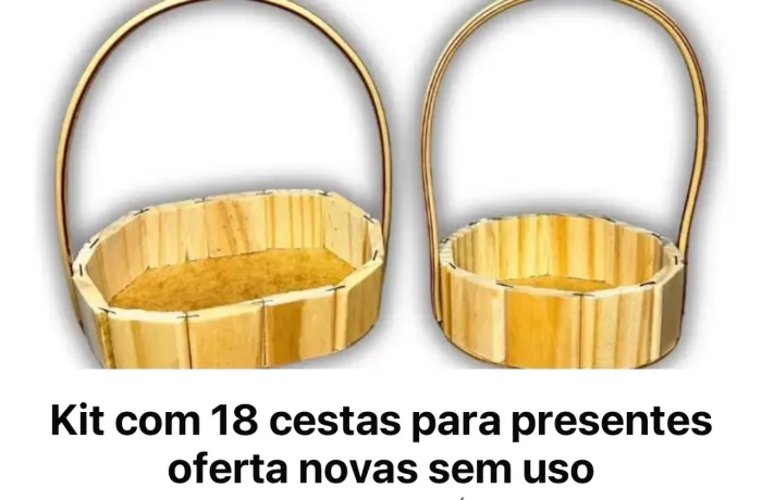 Cestas para presentes 15cm de madeira novas lacradas