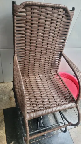 Duas Cadeiras De área Externa Bela De Aço Carbono E Fibra Sintética Argila