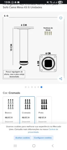 Conjunto de pes de aço  para móveis 