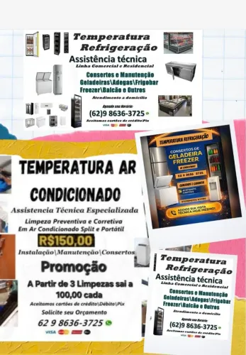 Orçamento e atendimento Rápido:Consertos/Manutenção em Geladeiras,Ar condicionado e outros