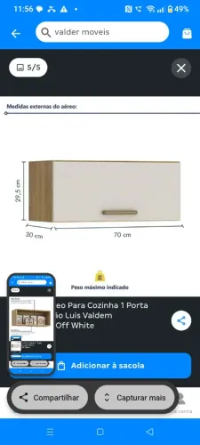 Armário para área de serviço 70x30 prof x30 altura