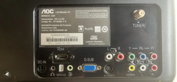 Monitor / TV AOC 22 polegadas e22t