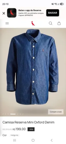 Camisa Nova Reserva infantil