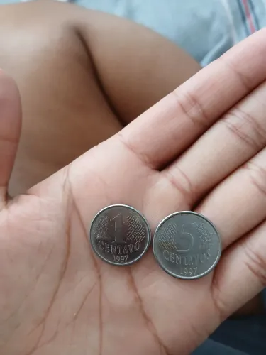 Moedas antigas 1 centavo e 5 centavo 1997
