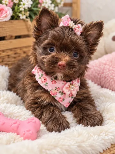 Perfeita filhote de yorkshire mini chocolate fêmea