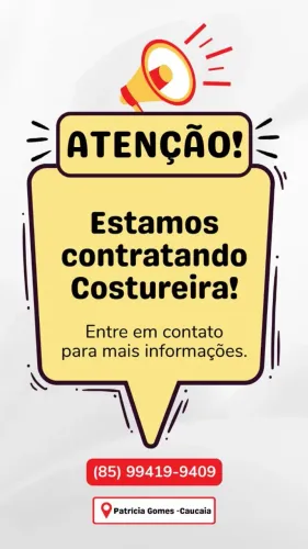 Vaga Costureira Disponível