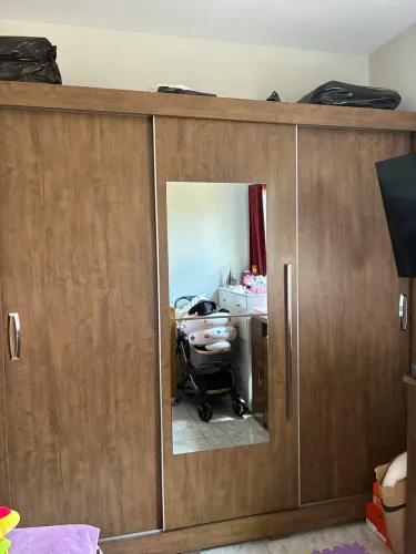 Guarda roupa casal 3 portas de correr com 3 gavetas