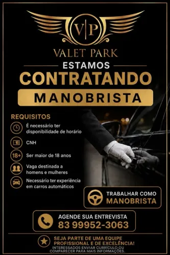 VAGA DE SERVIÇO DE MANOBRISTA