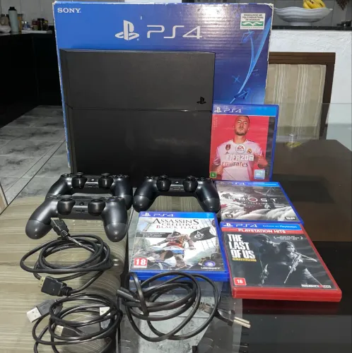 PS4 FAT COMPLETO + 3 CONTROLES + JOGOS + CAIXA ORIGINAL