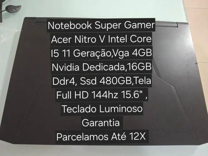 Notebook Acer Nitro V,16GB Ddr4,Ssd 256GB,Vga,Tela Full HD 144hz - Garantia 