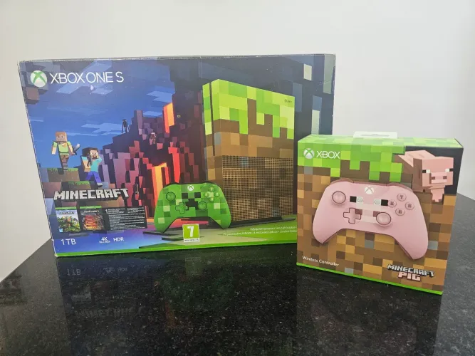? XBOX ONE S MINECRAFT LIMITED EDITION 1TB + CONTROLE MINECRAFT PIG ?